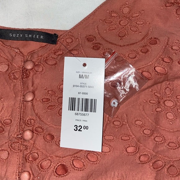 Women's Summer Top - Salmon Pink - Embroidered - Tank - Suzy Shier - 100% Cotton - Picture 7 of 7